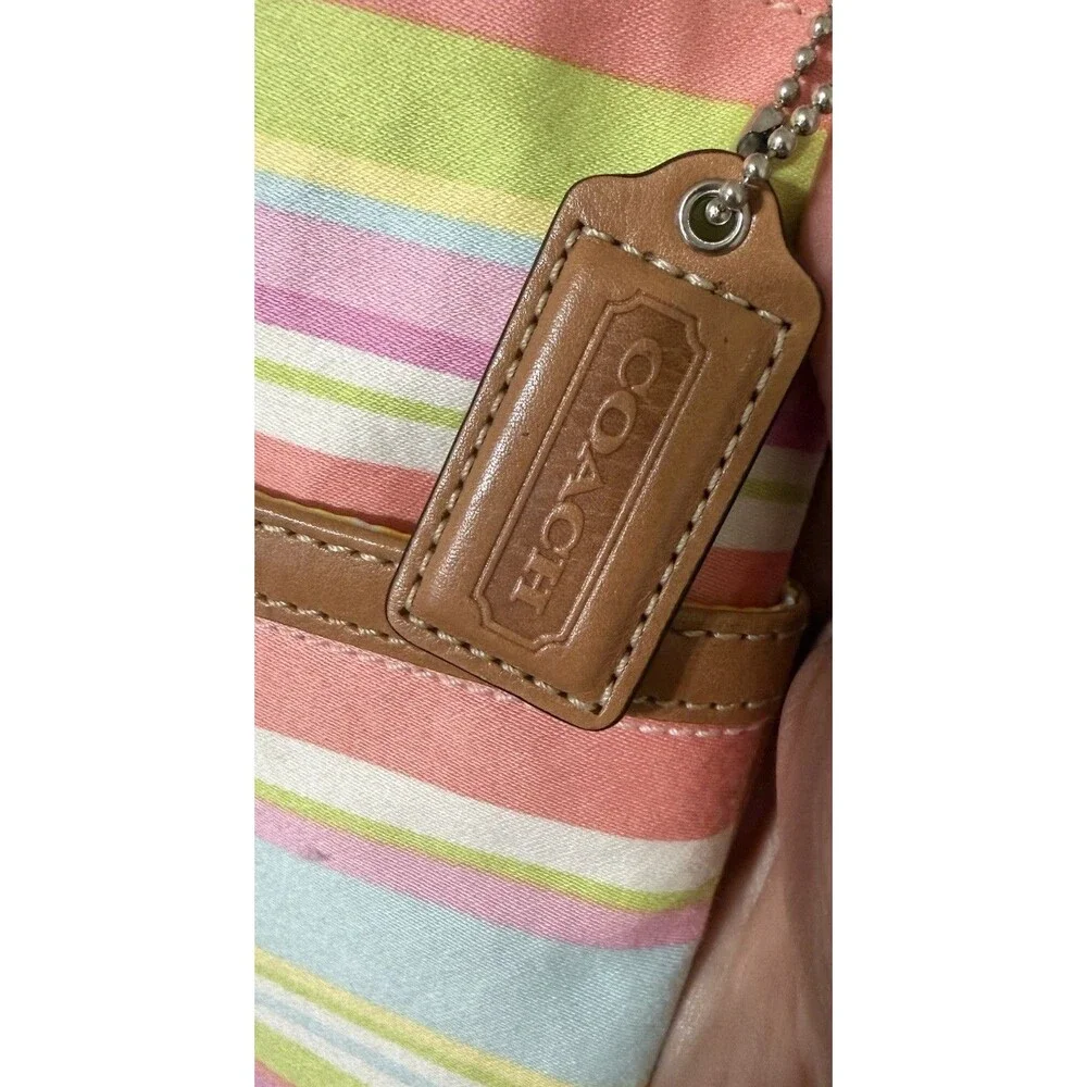 Coach Pastel Striped Crossbody Shoulder Bag Zip Closure Detachable Strap